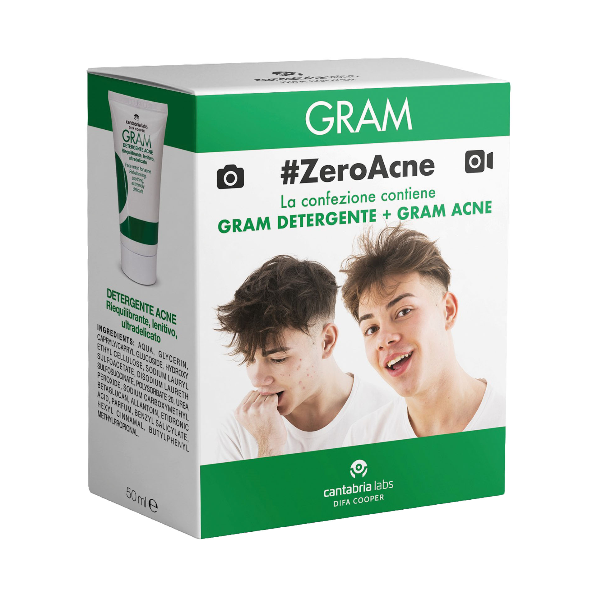 Gram Kit Zeroacne Detergente 50ml + Crema 50ml