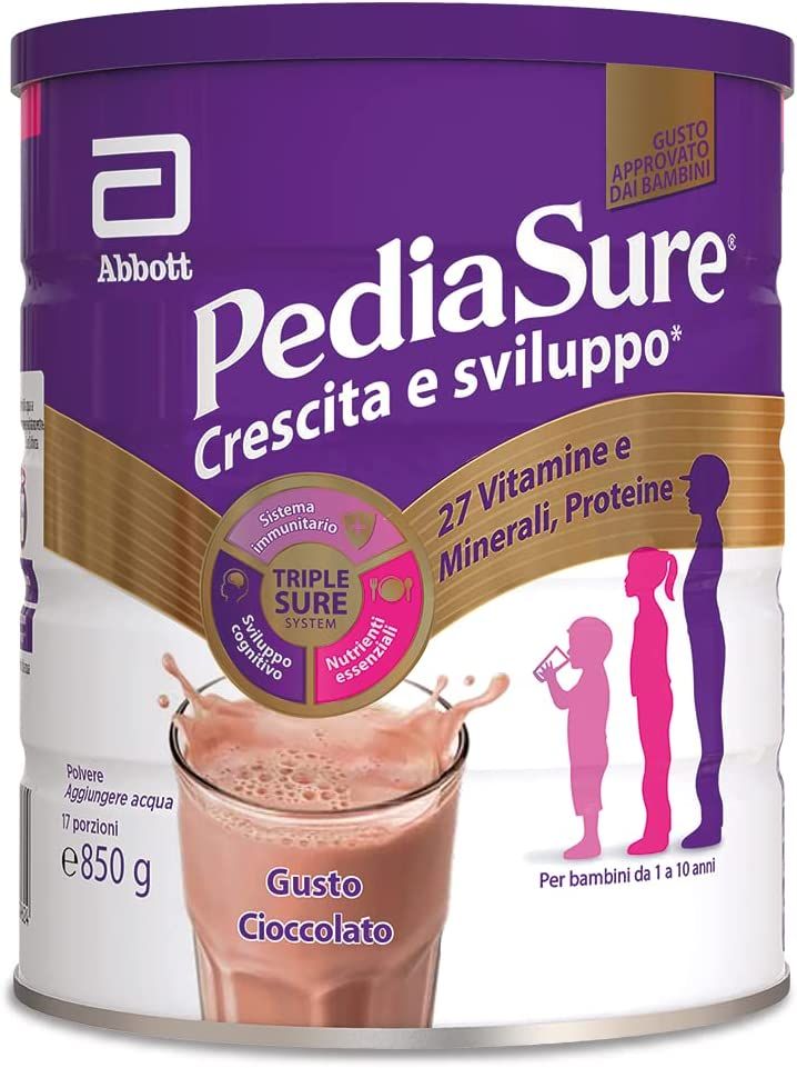 Pediasure Crescita E Sviluppo Integratore Per Bambini multivitamine Con 27 Vitamine E Minerali Cioccolato 850g