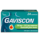 Gaviscon 250mg + 133,5mg Anti acido 24 Compresse Gusto Menta