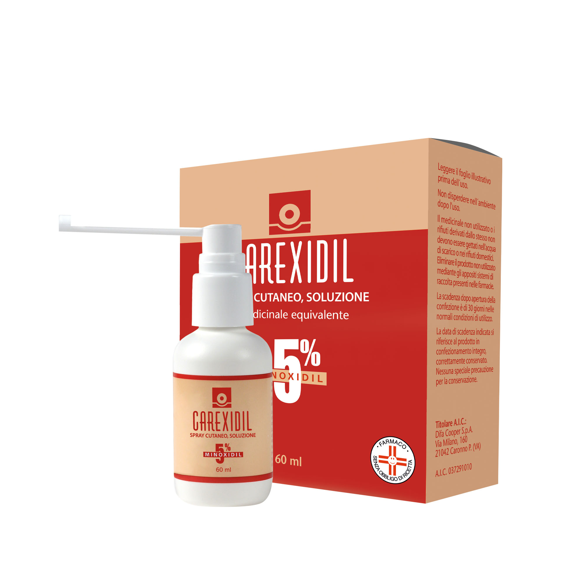 Carexidil Soluzione della pelle 5% Minoxidil Trattamento Alopecia 60ml