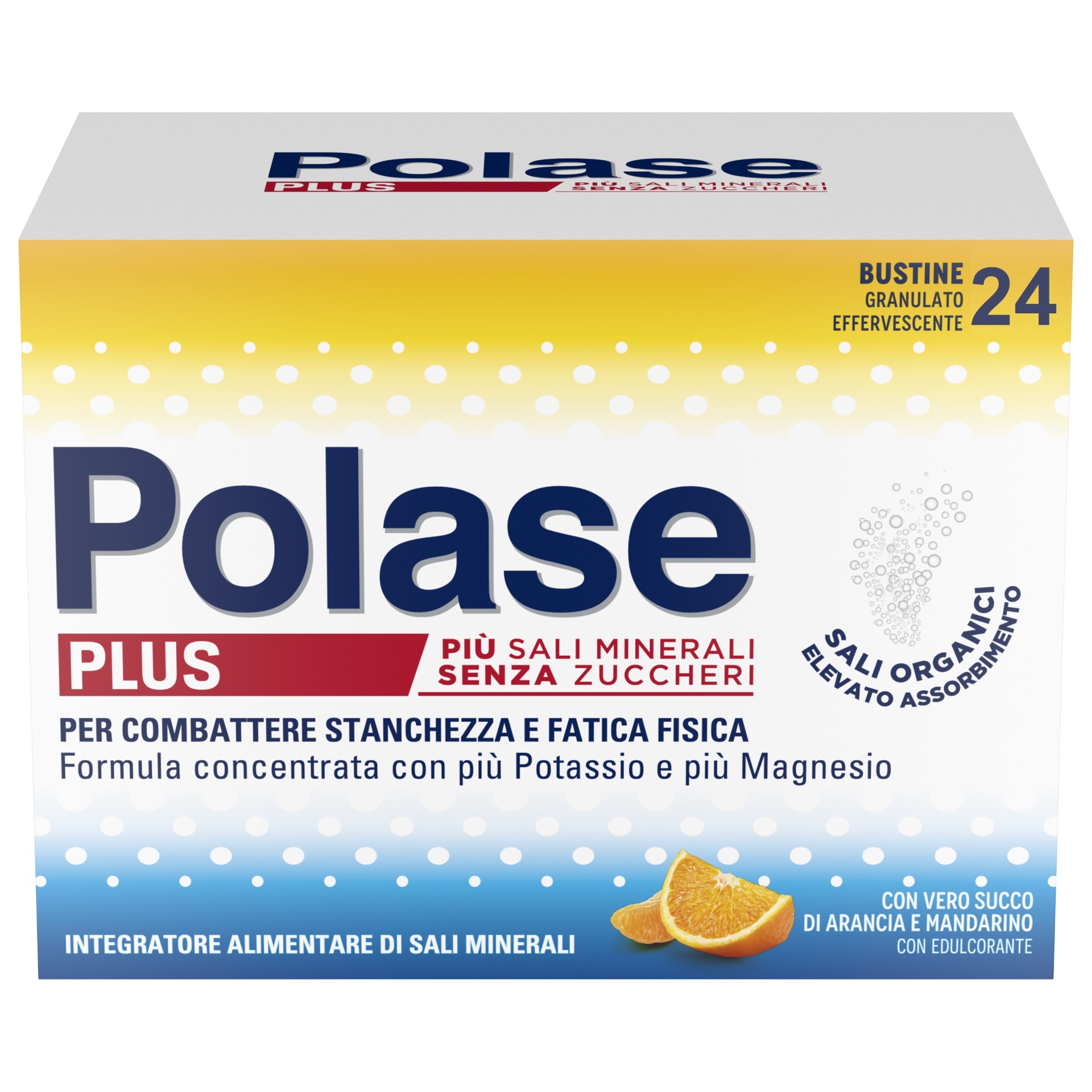 Polase Plus Più Magnesio E Potassio Integratore Sali Minerali Gusto Arancia Mandarino 24 Bustine