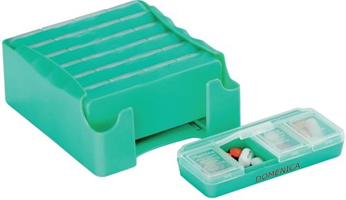 image - 902260443 - Portapillole settimanale con 7 contenitori giornalieri, ciascuno con 4 scomparti per mattina, pranzo, cena e notte, ideale per organizzare l'assunzione di medicinali in capsule o compresse. - 7871694_1.jpg