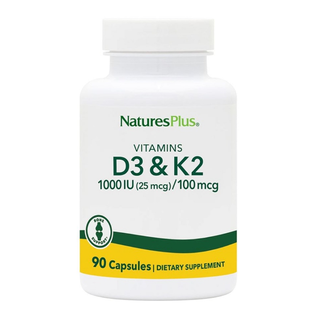 Natures Plus Vitamine D3 E K2 Integratore Ossa E Difese Immunitarie 90 Capsule