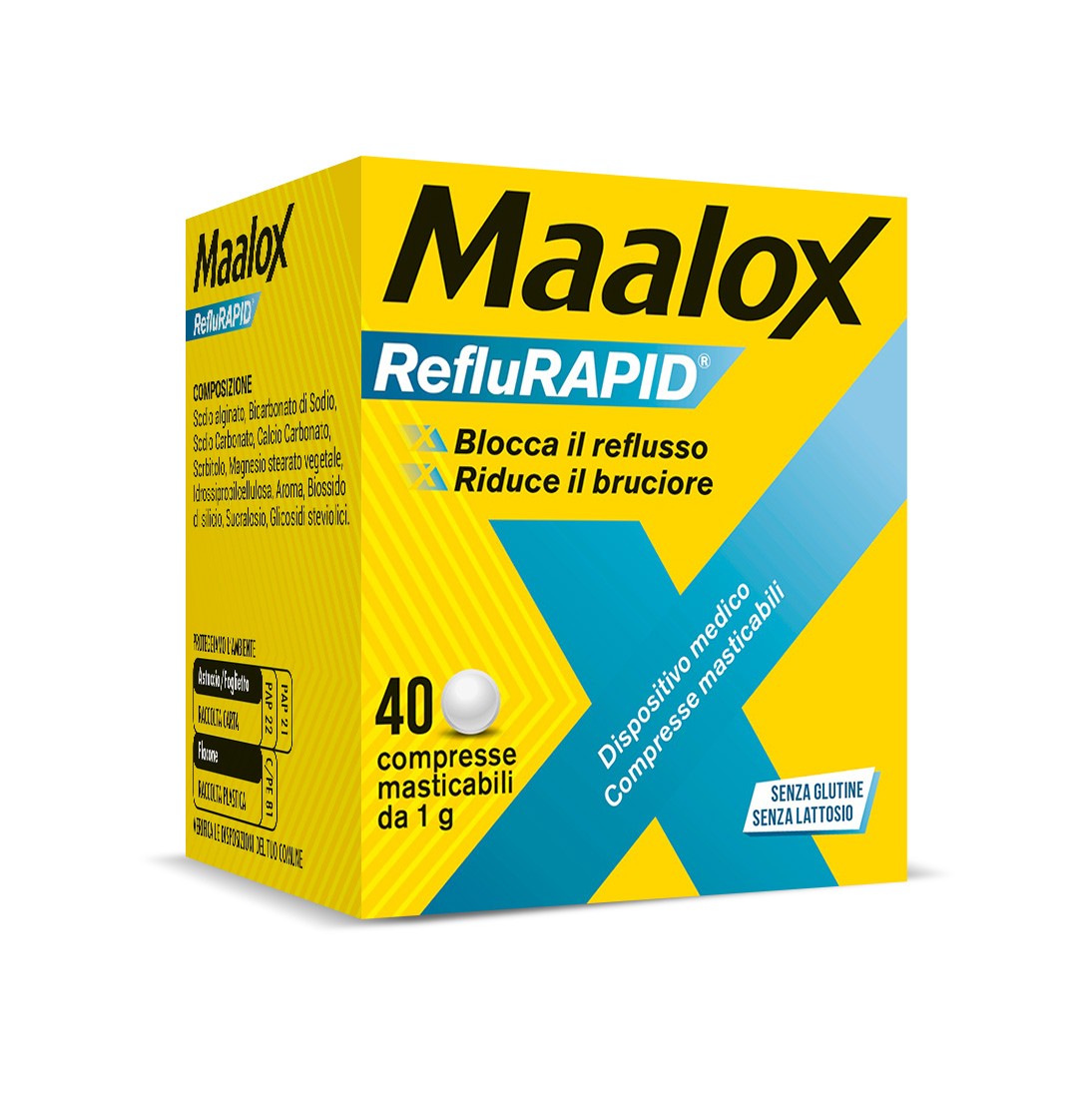 Maalox Reflurapid Blocca Il Reflusso Riduce Il Bruciore 40 Compresse