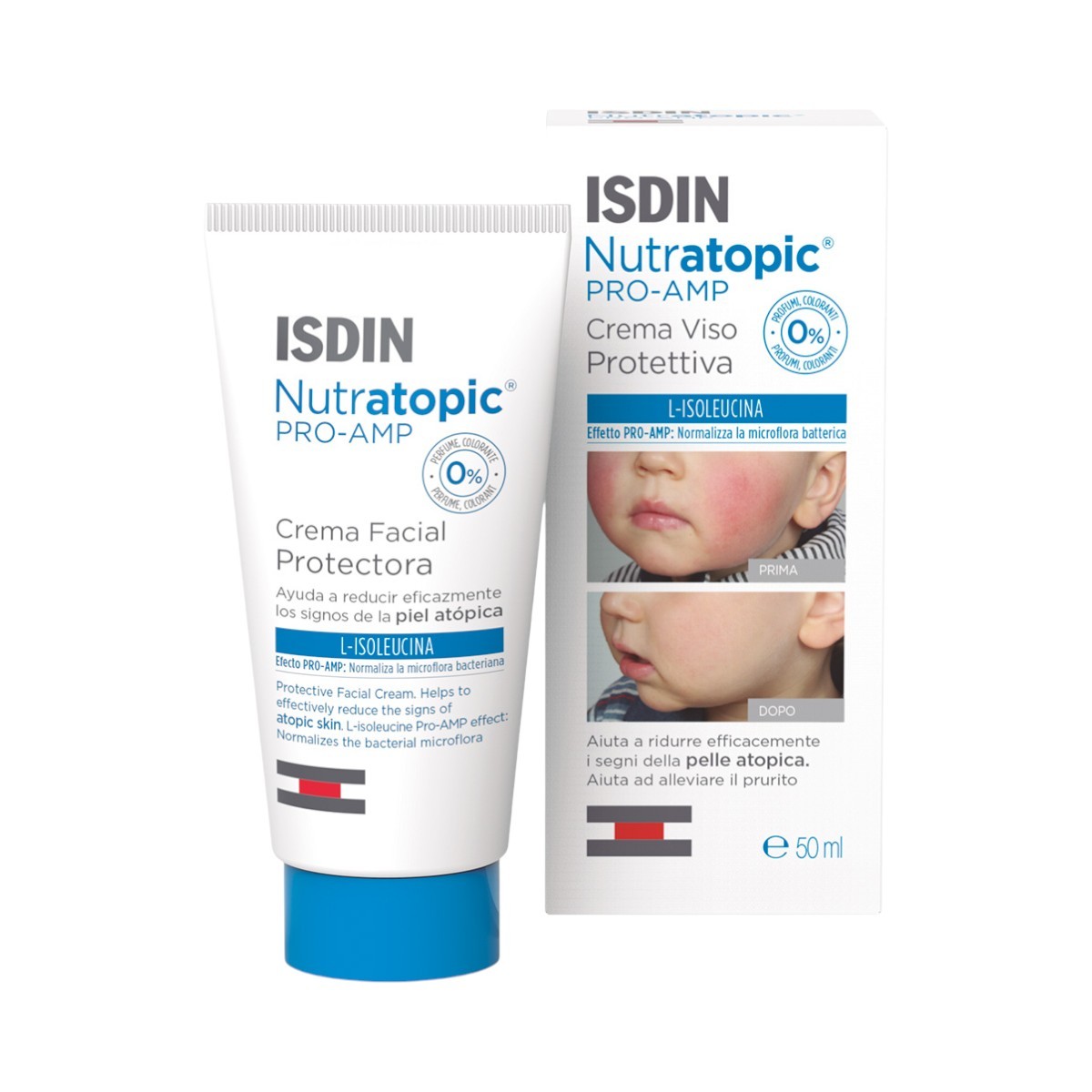 Isdin Nutratopic Pro-amp Crema Viso Prevenzione, Cura E Riduzione Dei Segni Visibili Della Dermatite Atopica Sul Viso Del Bambino 50ml