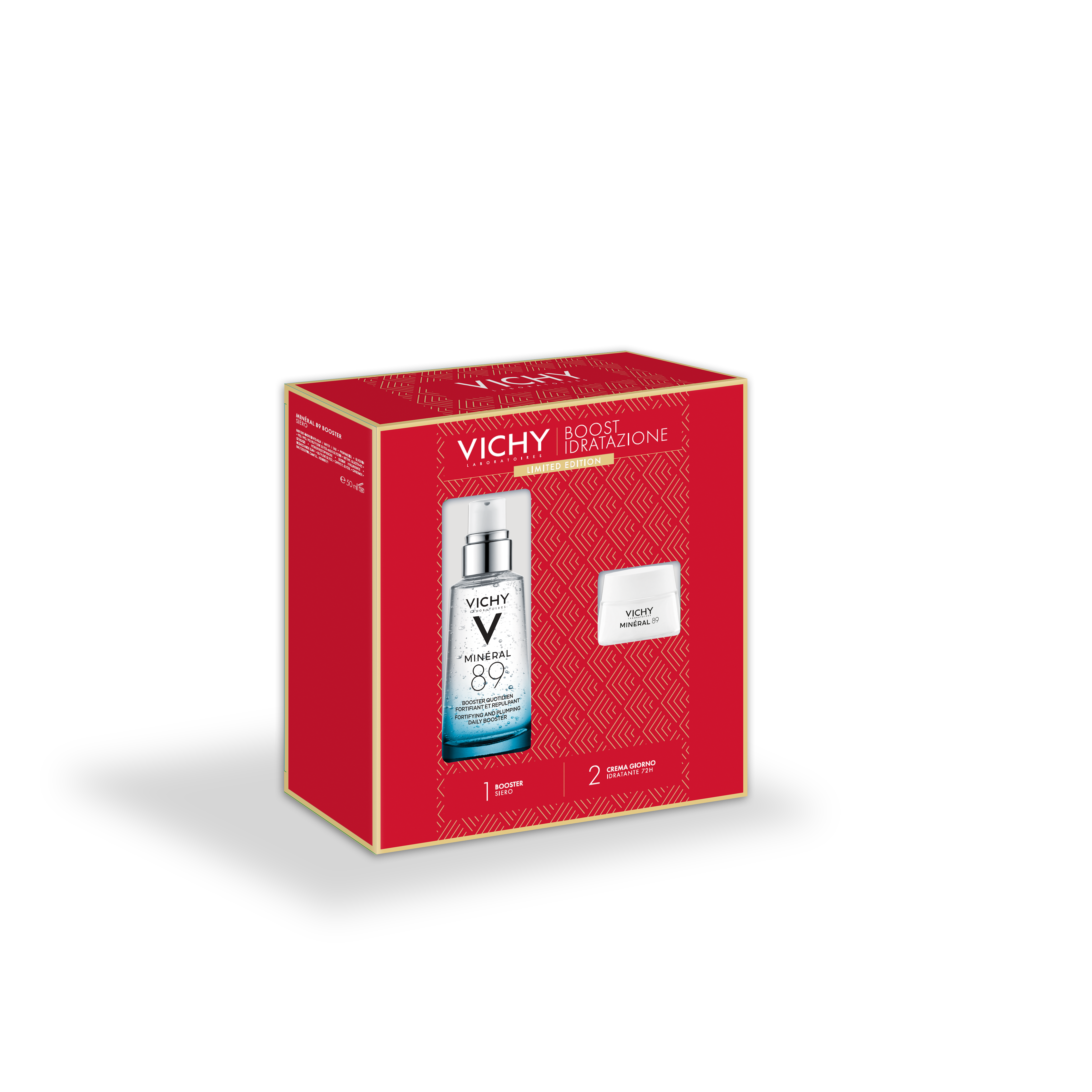 Vichy Cofanetto Regalo Natale Per Idratazione Con Minéral 89 Booster Siero 50ml + Minéral 89 Crema 15ml