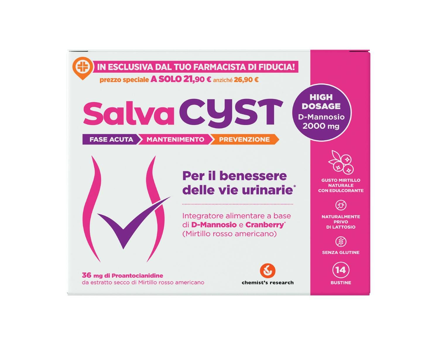 Salvacyst Integratore Benessere Vie Urinarie 14 Bustine