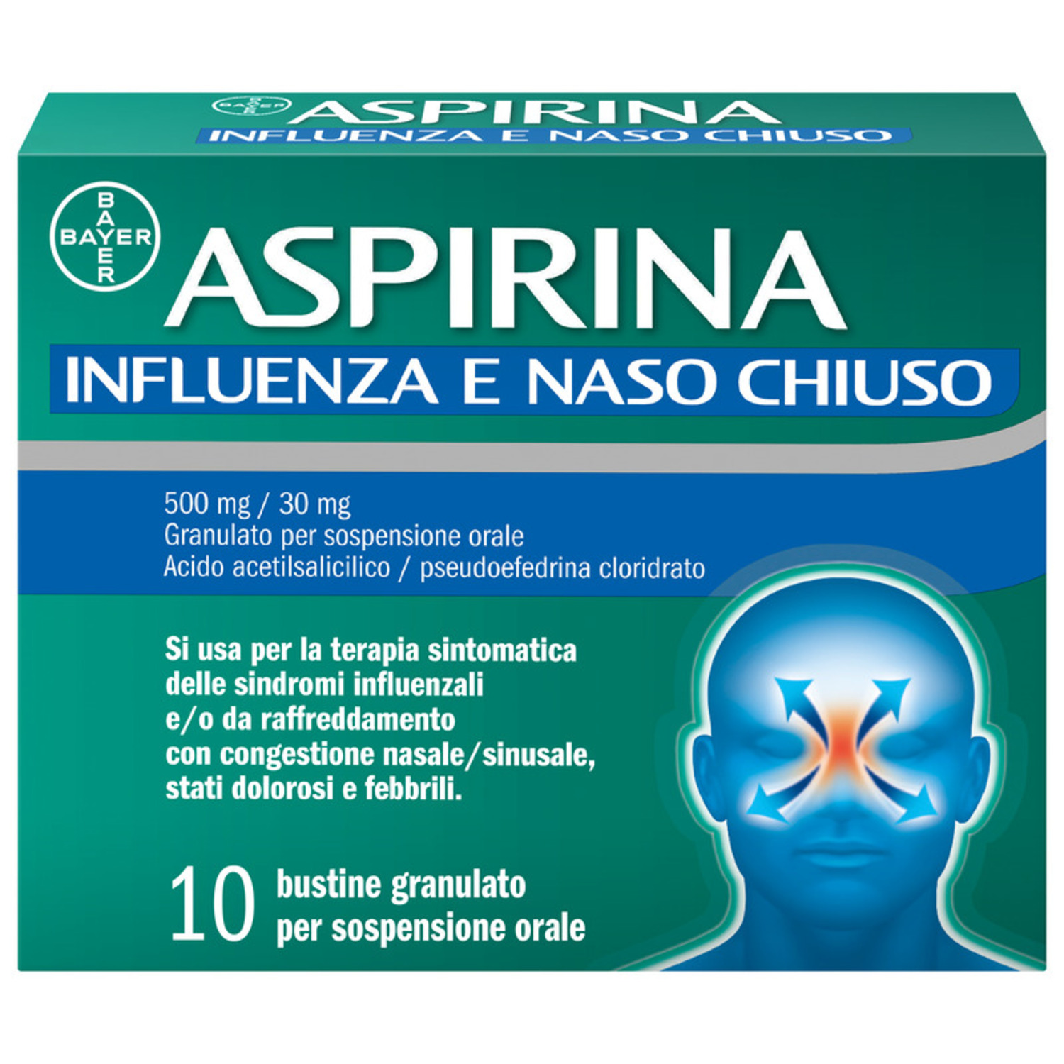 Aspirina Influenza E Naso Chiuso Antidolorifico Antinfiammatorio Decongestionante 10 Buste