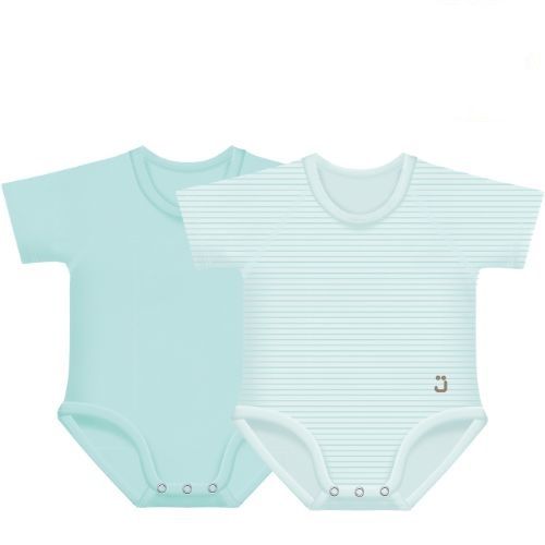 J-bimbi Body 0-36 Mesi Cotone Bio 4 Season Verde Acqua 2 Pezzi