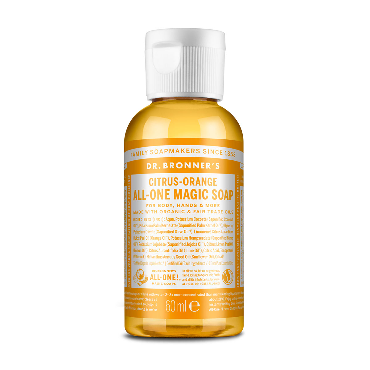 Dr Bronner's Citrus Orange 18 In 1 Sapone Liquido 60ml