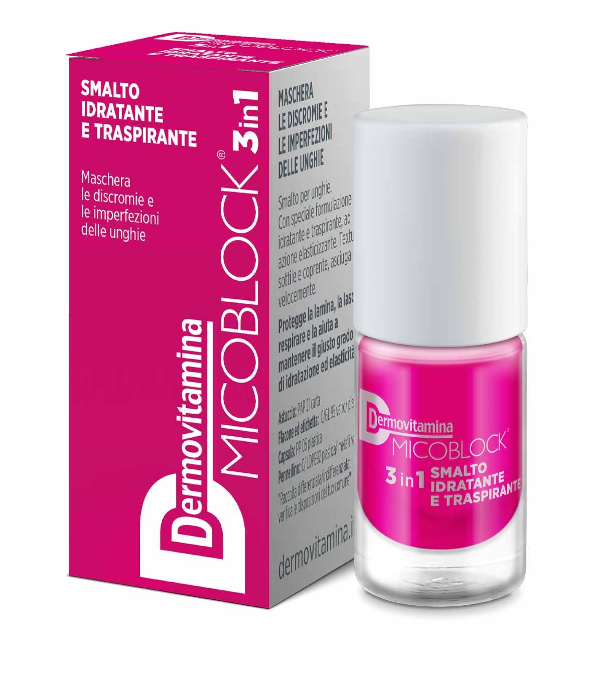 Dermovitamina Micoblock 3 In 1 Smalto Idratante E Traspirante Fuxia 5ml