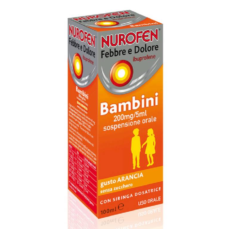 Nurofen Febbre E Dolore 200mg/5ml Sospensione Orale Gusto Gusto Arancia Senza Zucchero 100ml