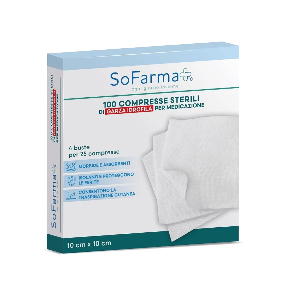 Sofarma Garza Compressa Cotone 10x10cm 100 Pezzi