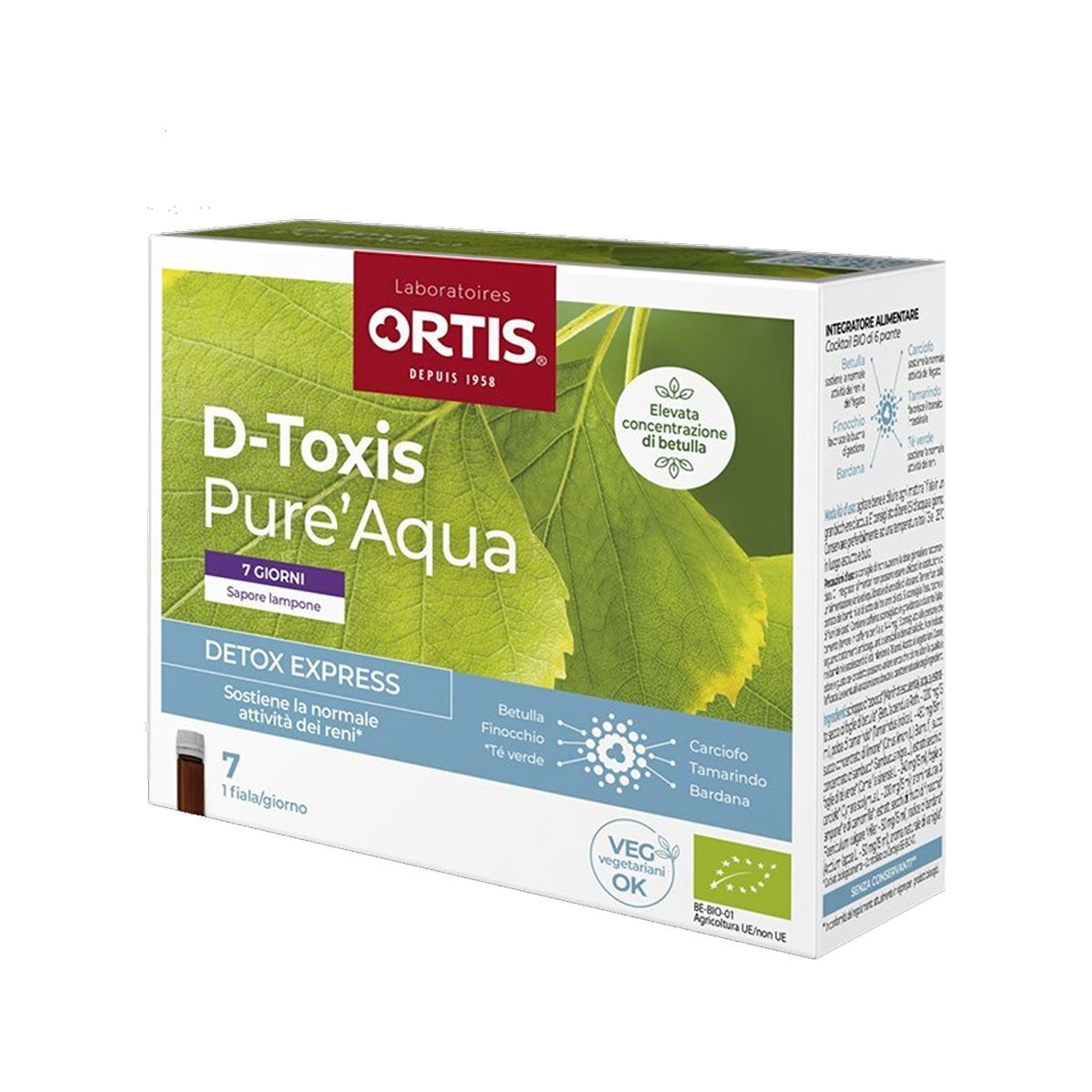 D-toxis Pureaqua Gusto Lampone Bio Integratore Depurativo 7x15ml