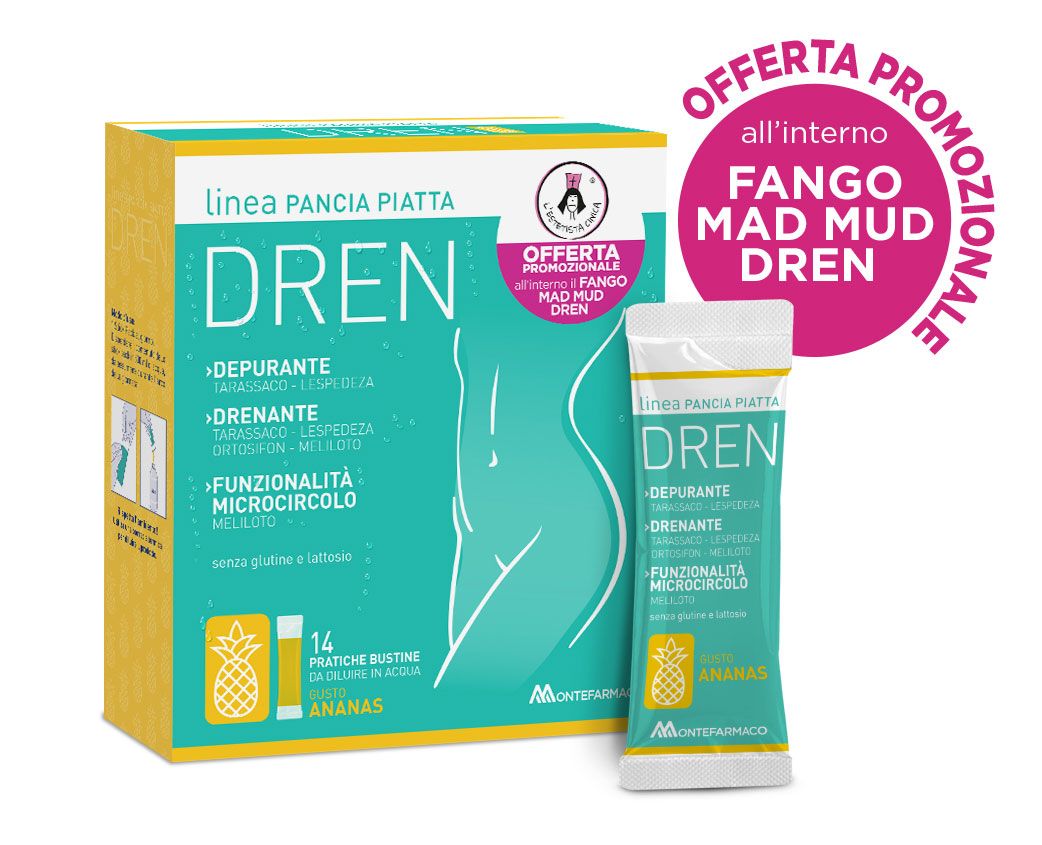 Pancia Piatta Dren Integratore Ananas 14 Bustine + Mad Mud Dren 100ml