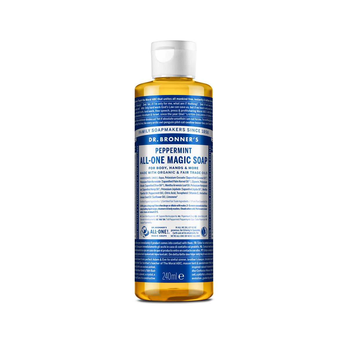 Dr Bronner's 18-in-1 Liquid Soap Peppermint 240ml