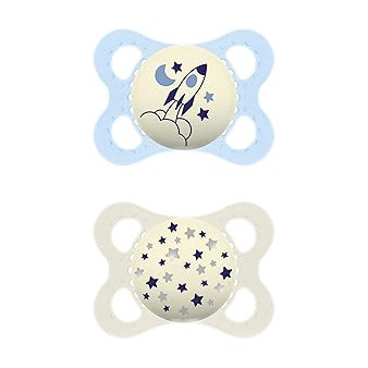 image - 980786851 - Il succhietto MAM Original Night per maschietto da 2-6 mesi in silicone si illumina al buio grazie al bottone luminescente, facilitando il ritrovamento durante la notte. - 4869447_2.jpg