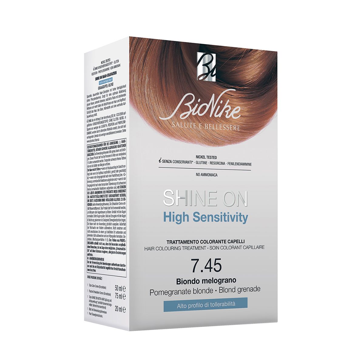 Bionike Shine On Kit Colorazione Permanente Capelli 7.45 Biondo Melograno