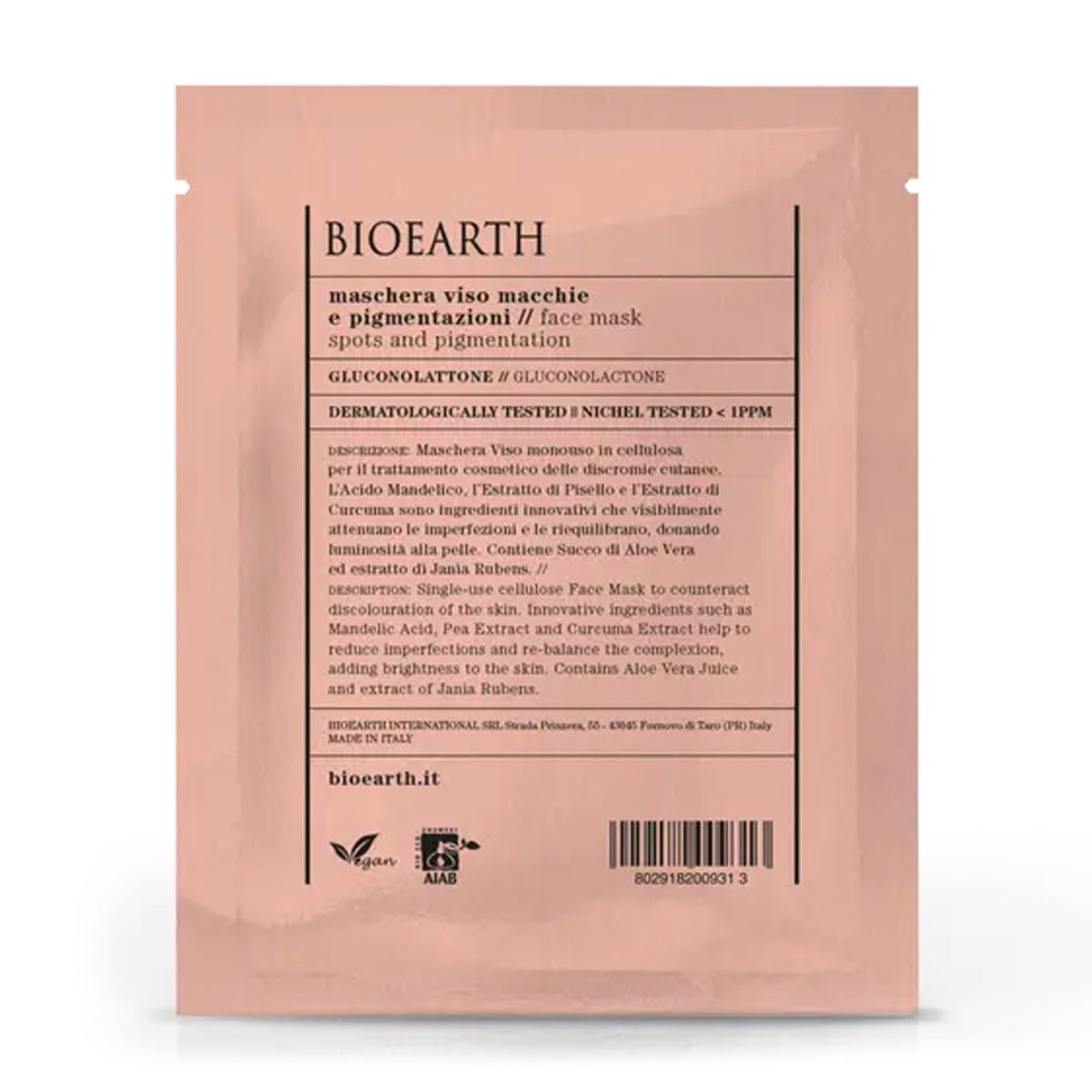 Bioearth Maschera Viso Macchie E Pigmentazioni 15ml