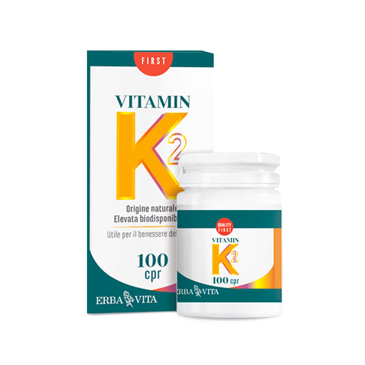 Erba Vita Vitamina K2 Integratore Ossa 100 Compresse