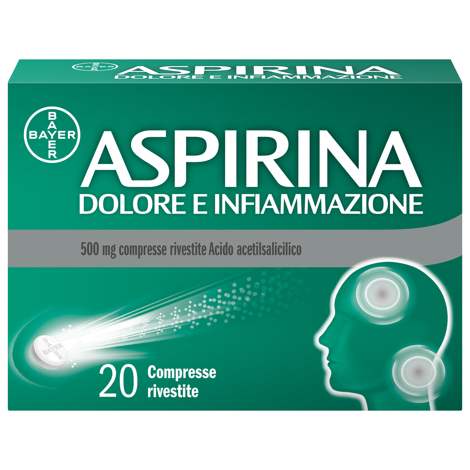 Aspirina Dolore E Infiammazione, Antidolorifico E Anti-infiammatorio, 20 Compresse