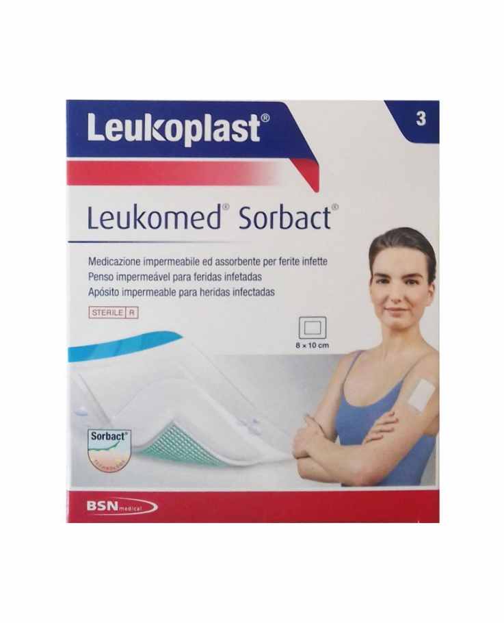 Leukomed Sorbact Medicazione 8x10cm 3 Pezzi