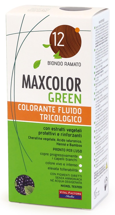 Maxcolor Green Colorante Fluido Tricologico 12 Biondo Ramato 75ml + Balsamo 15ml