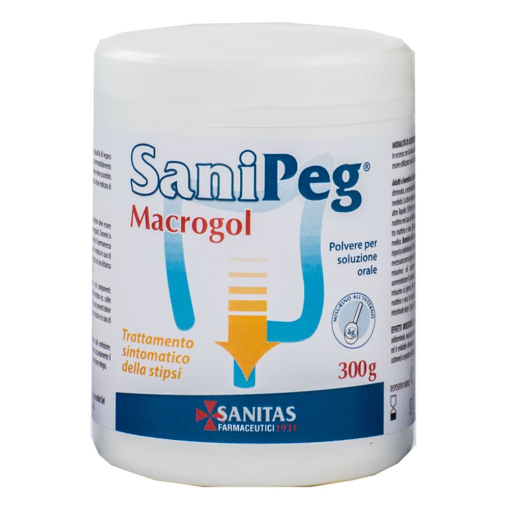 933330957 - SANIPEG MACROGOL POLVERE PER SOLUZIONE ORALE BARATTOLO 300 G - 4837279_1.jpg