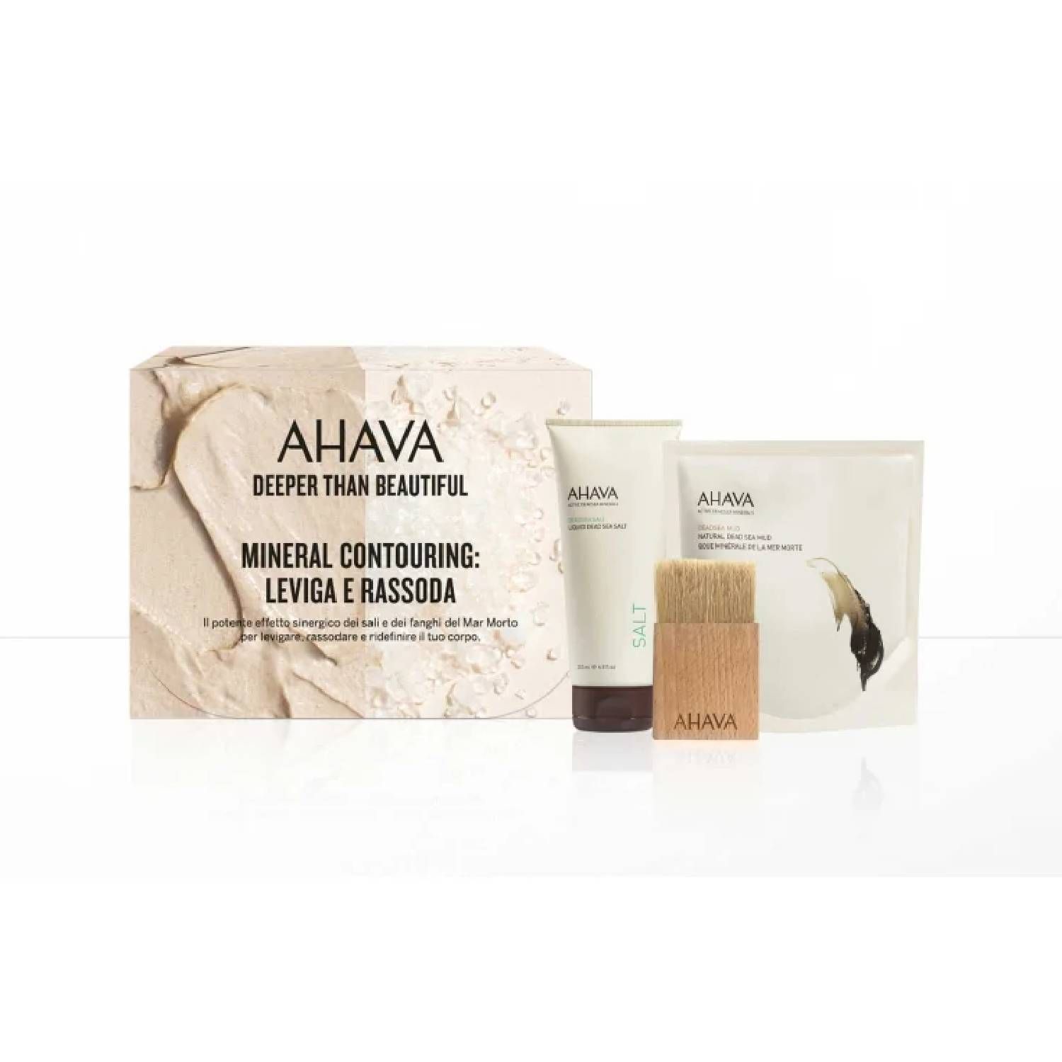 Ahava Kit Corpo Mineral Contouring Fanghi 400g + Sali 20ml + Pennello