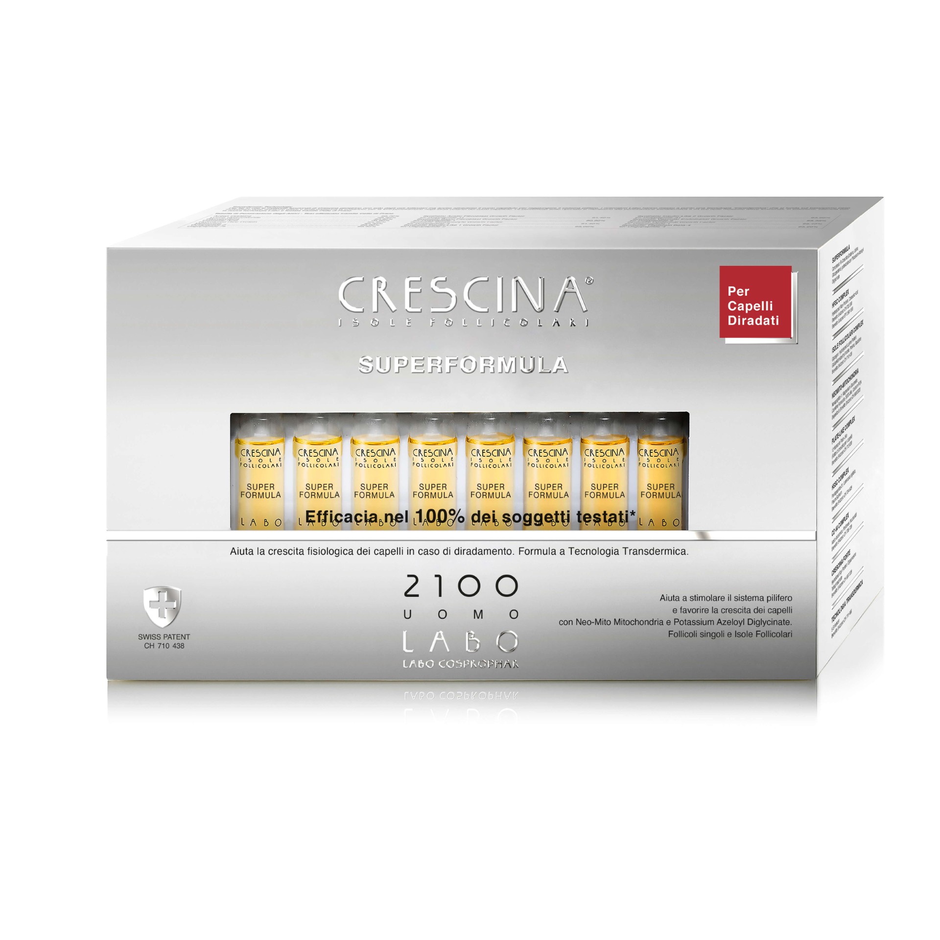 Crescina Isole Follicolari Uomo Super Formula 2100 Ricrescita Capelli 40x3,5ml