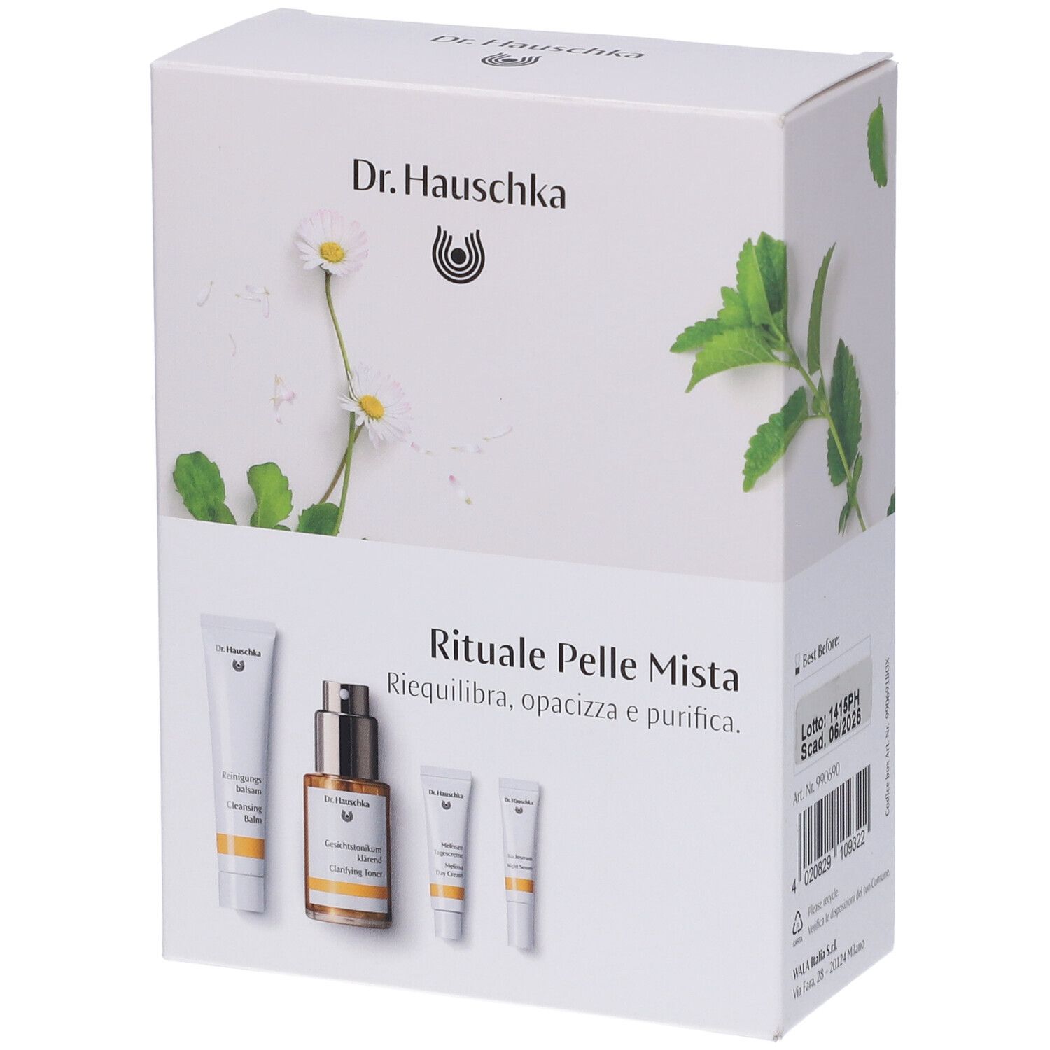 950248955 - DR HAUSCHKA KIT RITUALE GIORNO & NOTTE PELLE MISTA 1 BALSAMO DETERGENTE 20 ML + 1 LOZIONE PURIFICANTE 30 ML + 1 SIERO NOTTE 2,5 ML + 1 CREMA MELISSA GIORNO 5 ML - 4818698_1.jpg