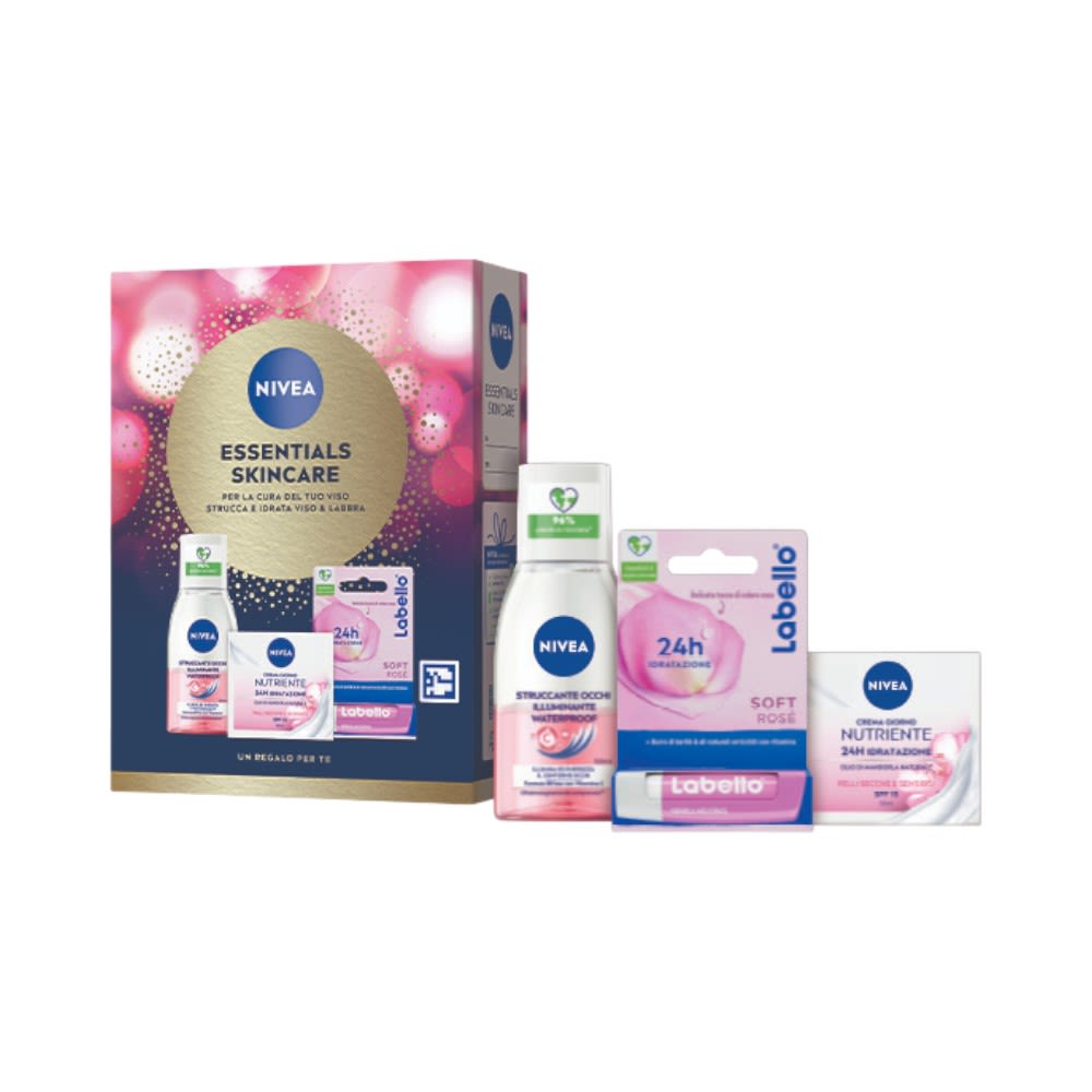 image - 951270507 - NIVEA ESSENTIALS SKINCARE KIT 2025 STRUCCANTE OCCHI BIFASICO ILLUMINANTE 125 ML + CREMA GIORNO NUTRIENTE 24H IDRATAZIONE 50 ML + LABELLO SOFT ROSE' 5,5 ML - 4849906_6.jpg