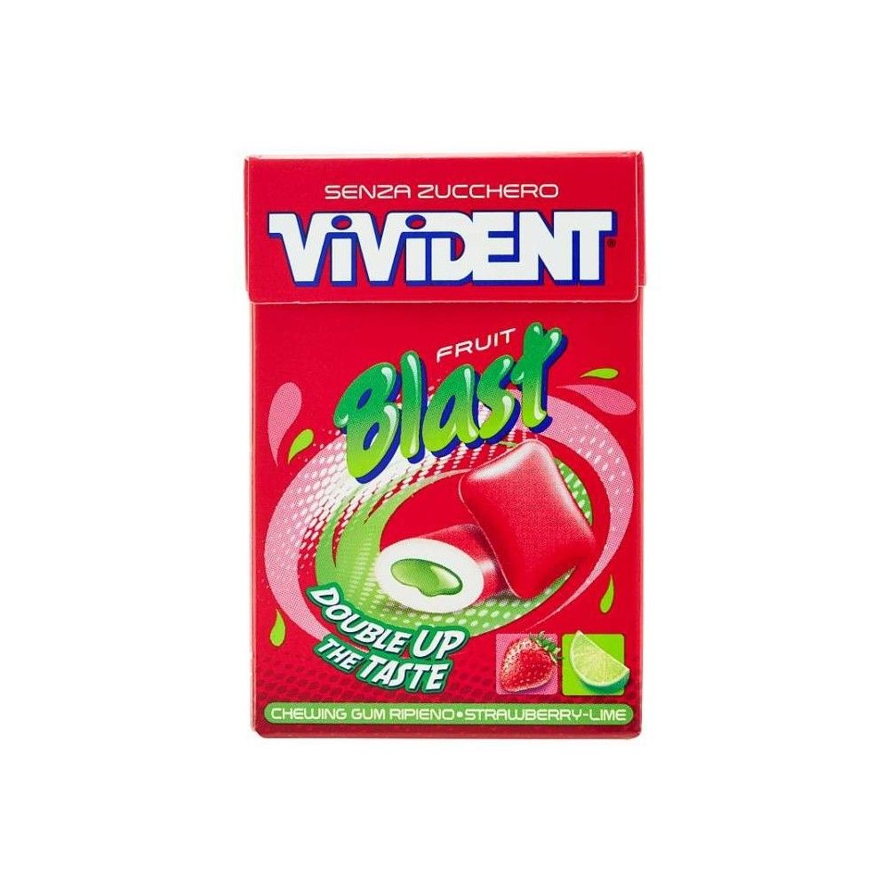 Vivident Fruit Blast Chewing Gum Ripieno Senza Zucchero Strawberry Lime 30g