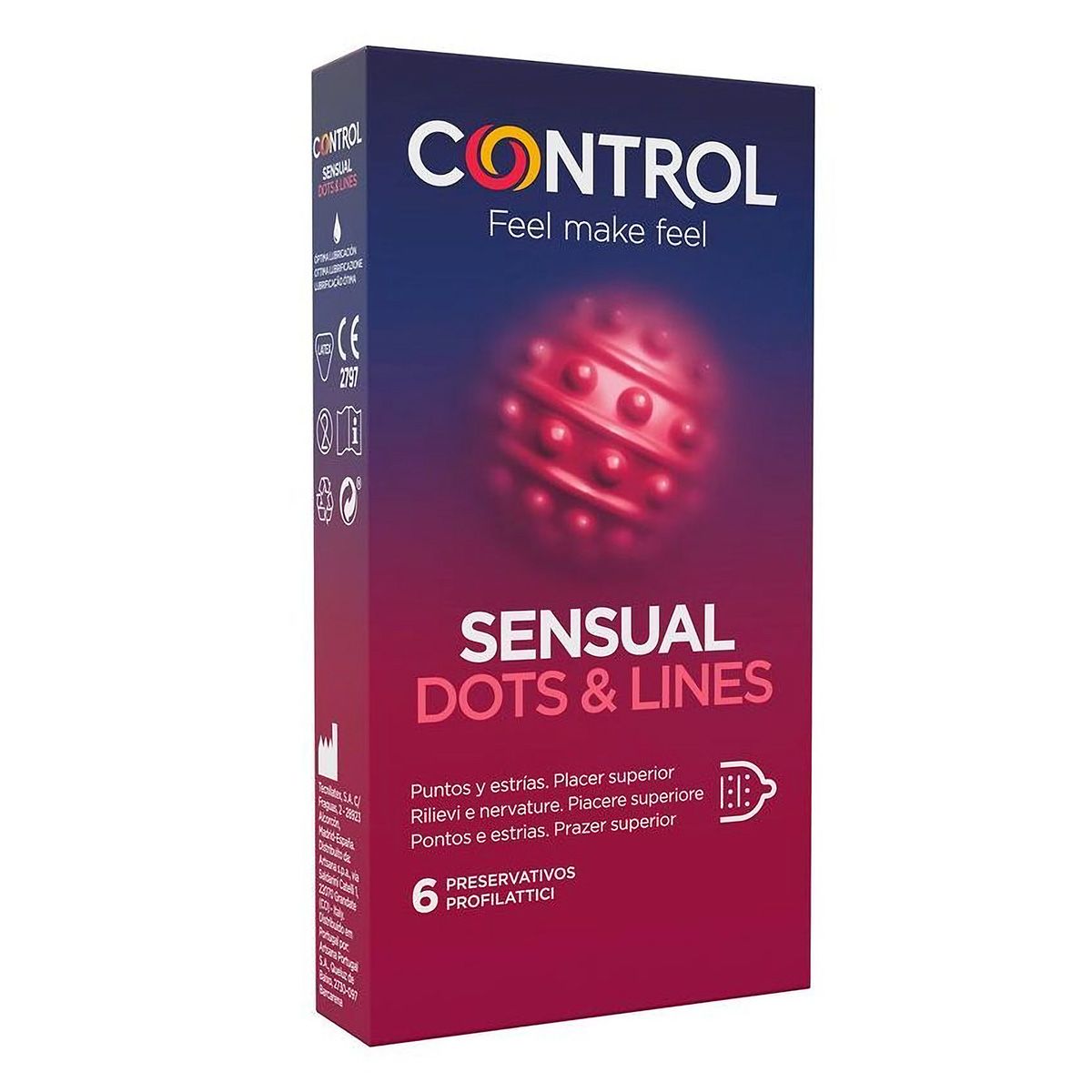 Control Sensual Dots&lines Preservativi 6 Pezzi