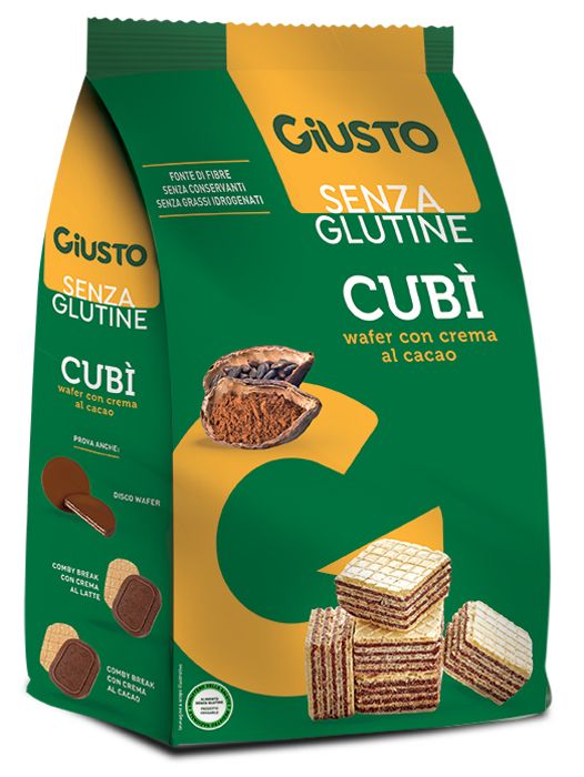 Giusto Cubì Wafer Con Crema Al Gusto Cacao Senza Glutine 250g