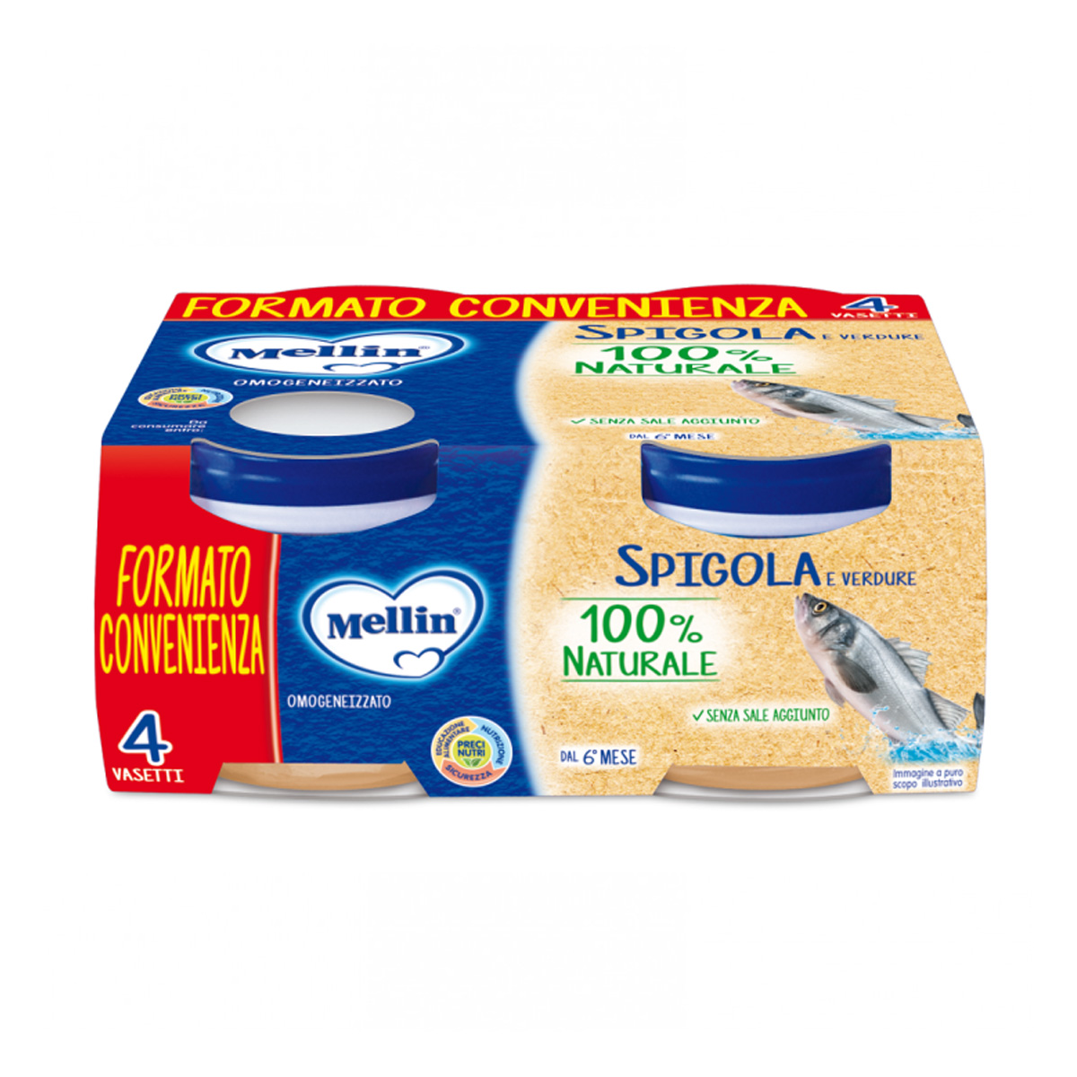 Mellin Omogeneizzato Spigola E Verdure 4x80g