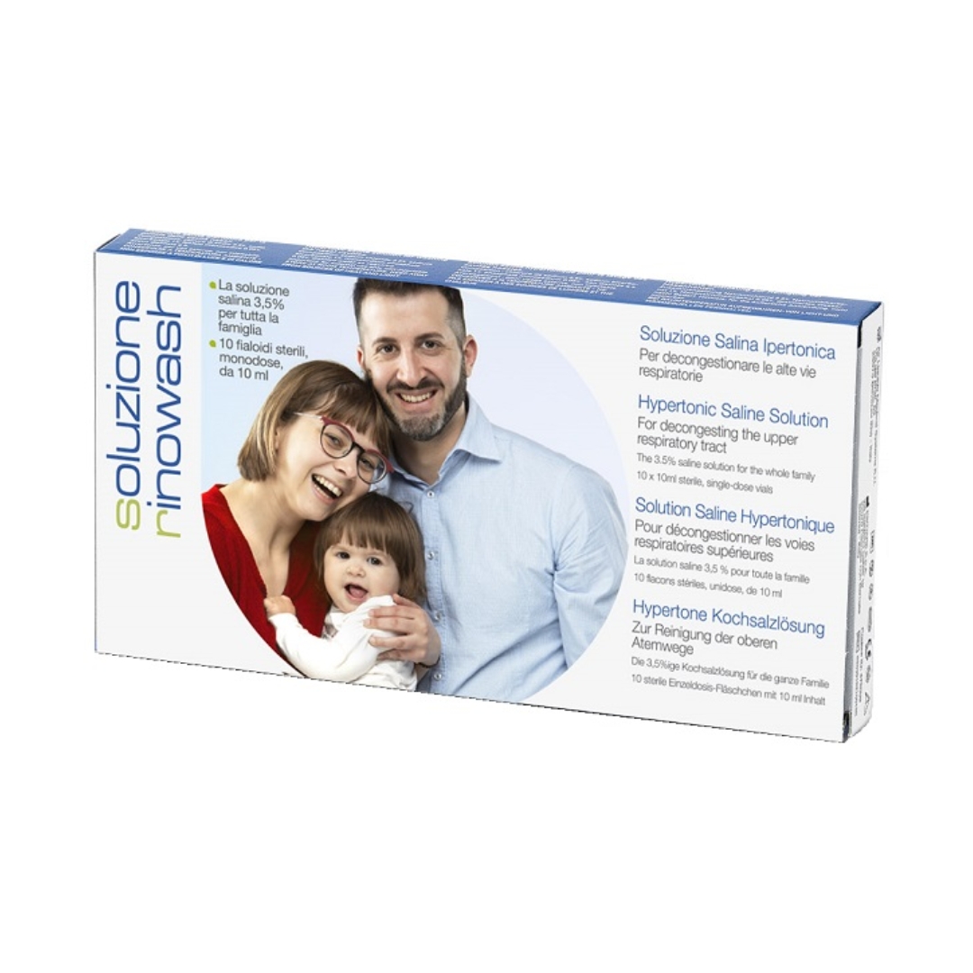 Rinowash Soluzione Salina Ipertonica Pulizia Naso 10 Fiale