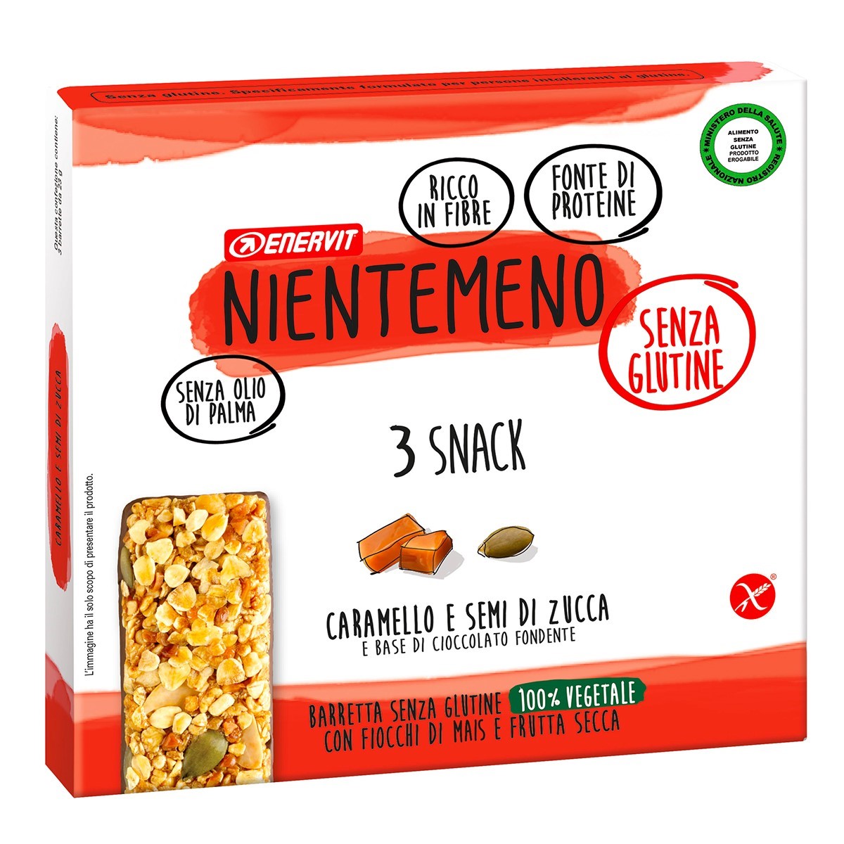 Enervit Nientemeno Snack Barretta energetica Caramello E Semi Di Zucca 3x23g