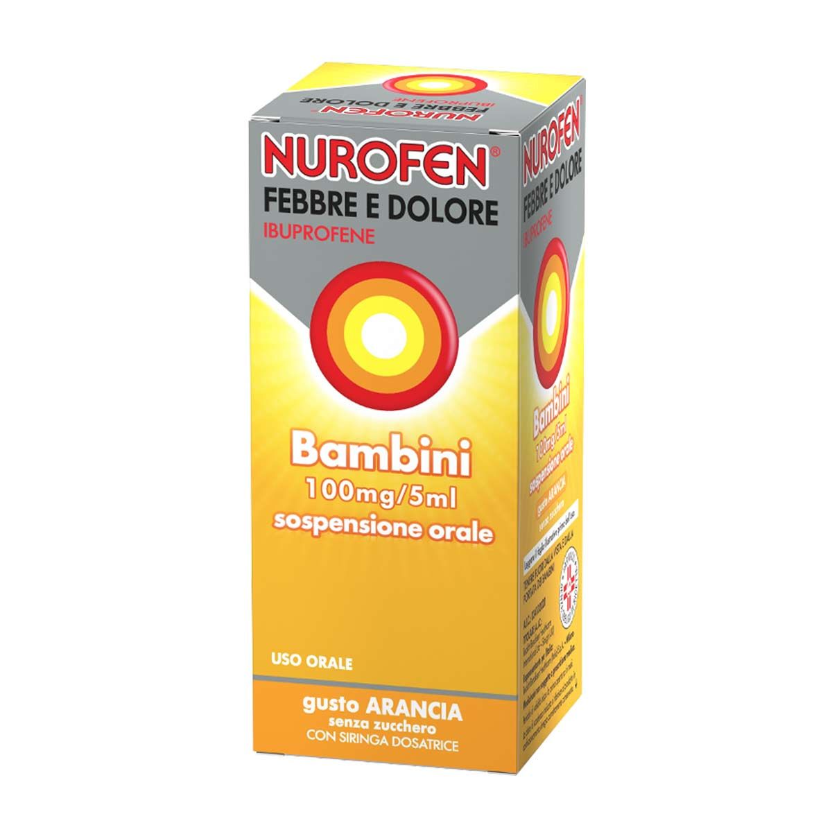 Nurofen Febbre E Dolore Ibuprofene 100mg/5ml Gusto Gusto Arancia 150ml