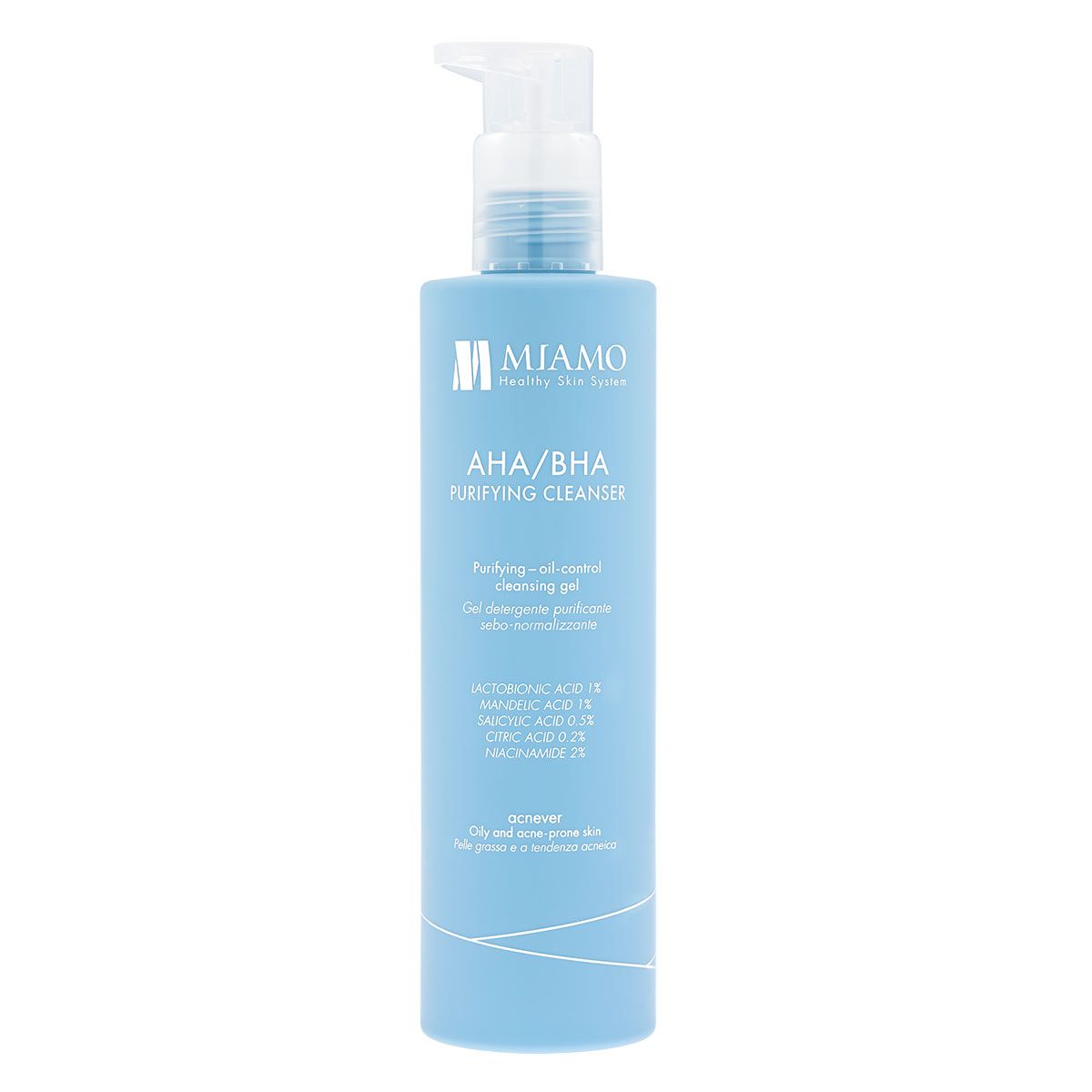 Miamo Aha/bha Purifying Cleanser Gel detersione Purificante Sebonormalizzante 250ml