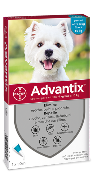 Advantix Spot On Soluzione 1 Pipetta 1ml 100mg + 500mg Cani Da 4 A 10 Kg