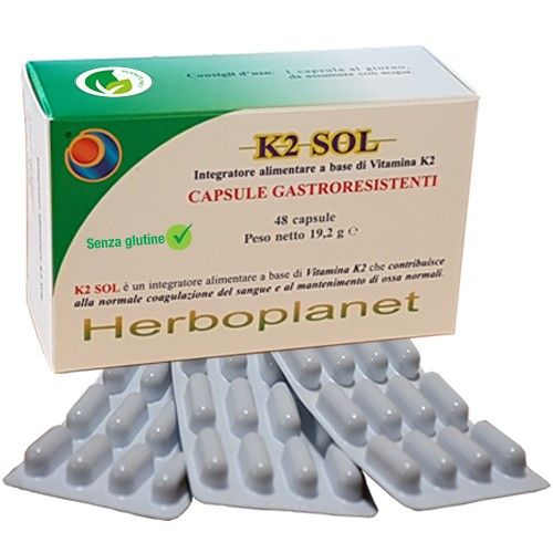 Herboplanet K2 Sol Integratore Ossa 48 Capsule