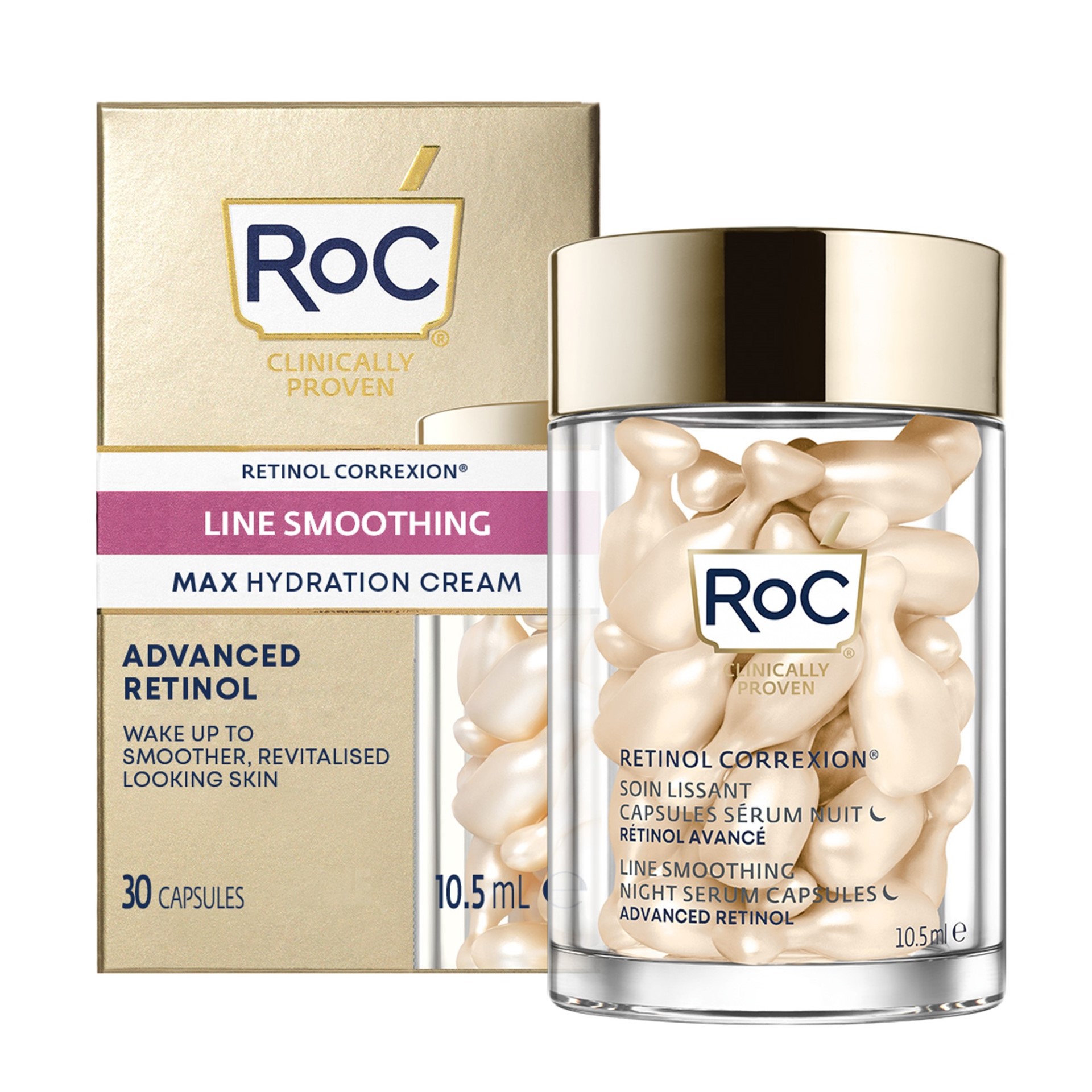 Roc Retinol Correxion Line Smoothing Siero Viso Notte 30 Capsule