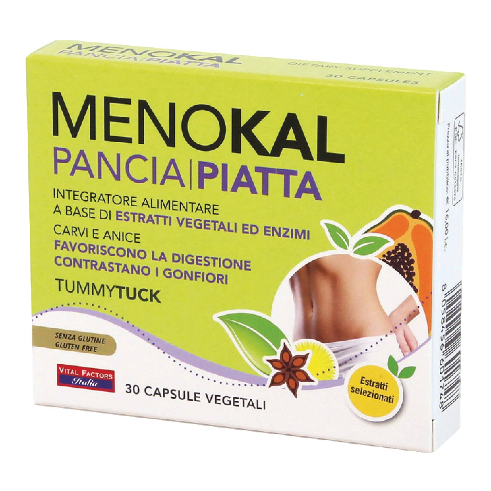 Menokal Pancia Piatta Tummy Tuck Integratore Contro Gonfiore 30 Capsule