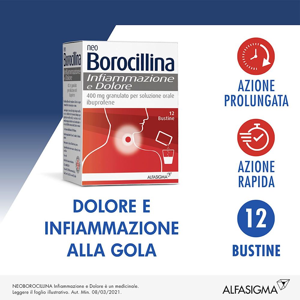 image - 040033019 - NEOBOROCILLINA INFIAMMAZIONE E DOLORE*OS granulato 12 bustine 400 mg - 7866224_3.jpg