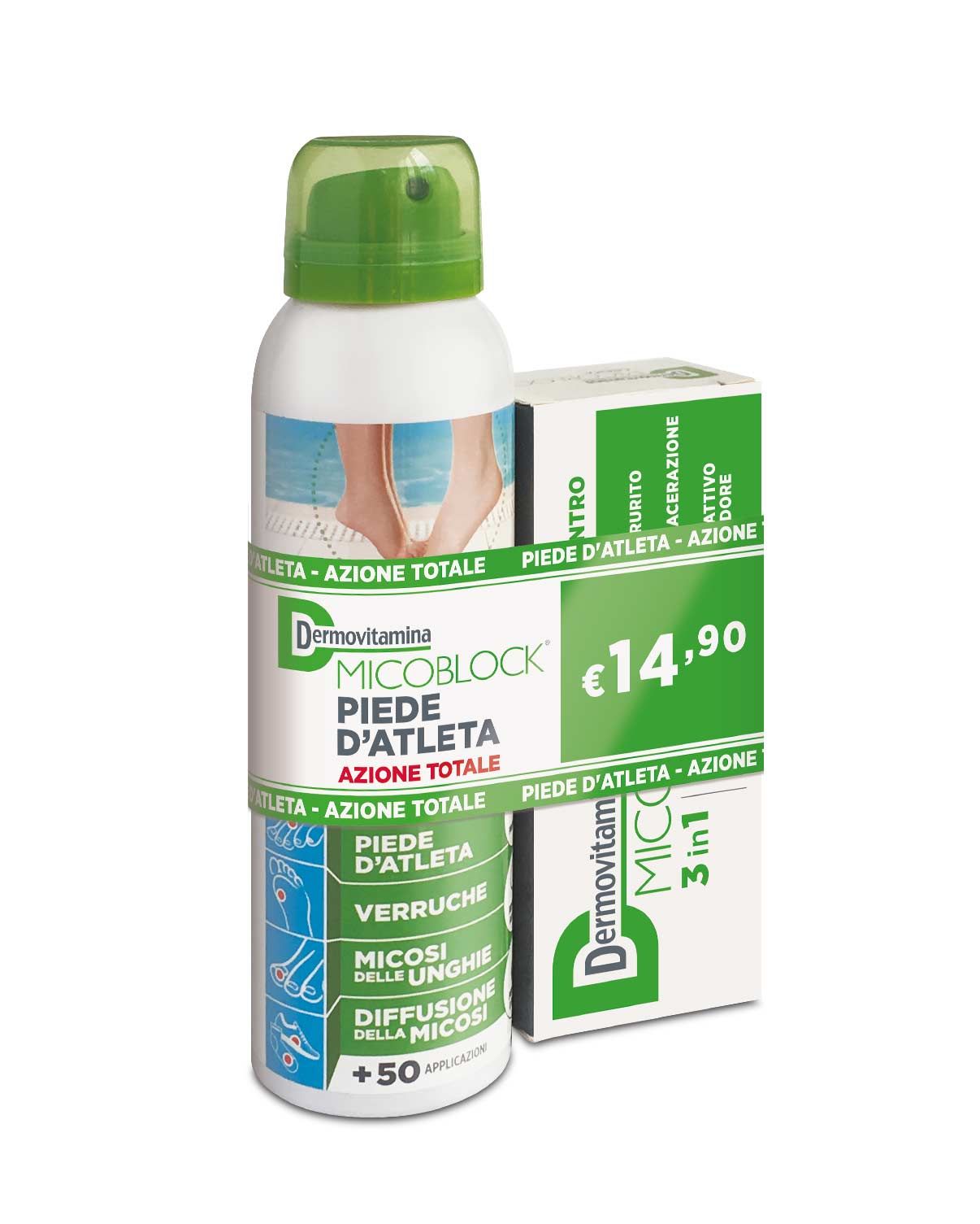 Dermovitamina Micoclock Piede D'atleta Azione Totale Crema 30ml + Spray 3 In 1 100ml