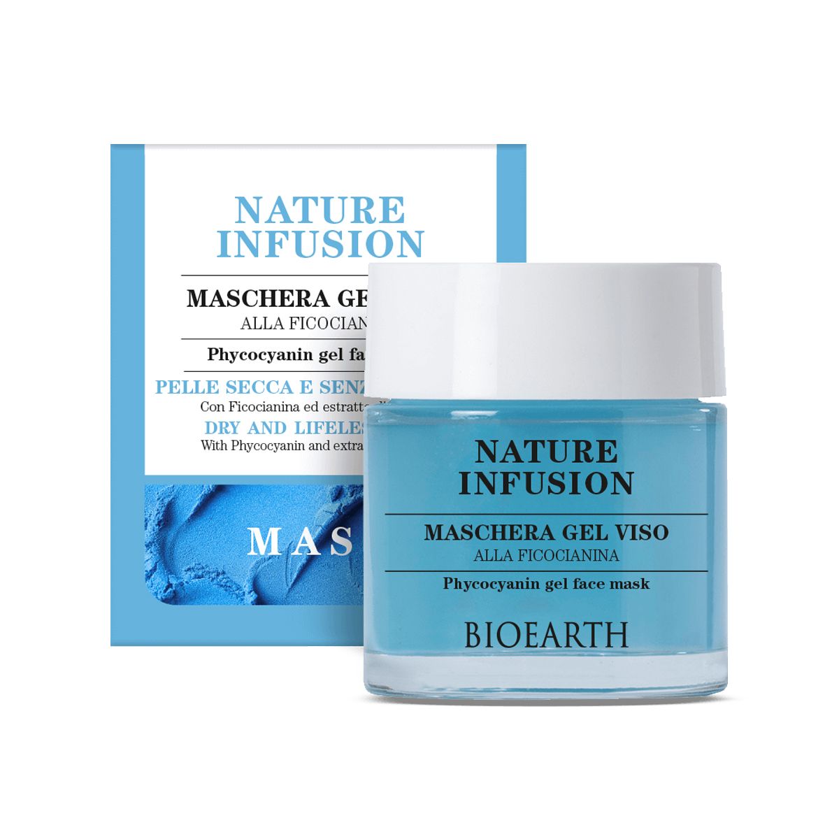 Bioearth Nature Infusion Maschera Gel Viso Ficocianina Pelle Secca E Senza Vitalità 100ml