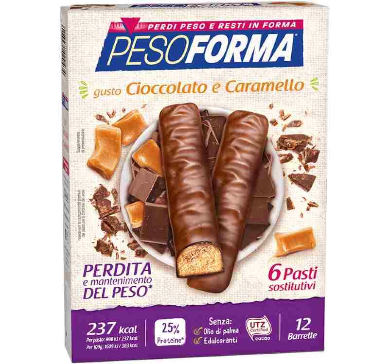 Pesoforma Barretta Cioccolato E Caramello 12 Pezzi