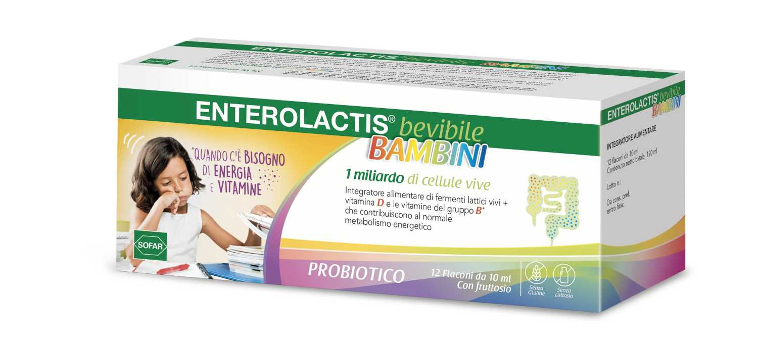 Enterolactis Integratore Di Probiotici Bevibile Bambini 12 Flaconcini