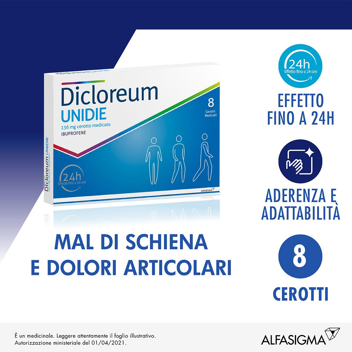 image - 037184049 - Dicloreum Unidie 136mg Ibuprofene Antidolorifico 8 cerotti medicati - 4705639_4.jpg